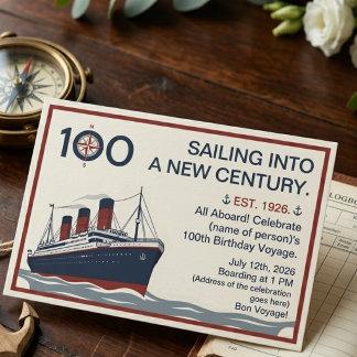Invitation Titre : Naviguer dans un nouveau siècle 100e anniv