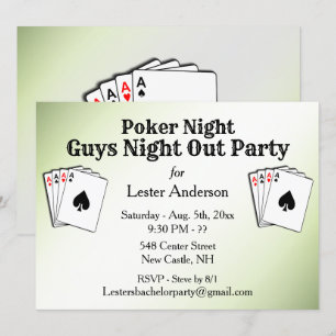 Invitation Titre personnalisé Green Poker Night Party Invitat