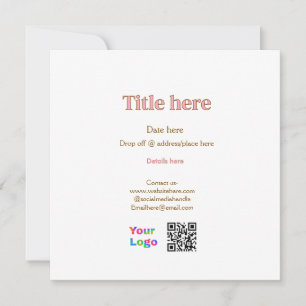 Invitation titre scanner QR contact logo ici lieu date entrep