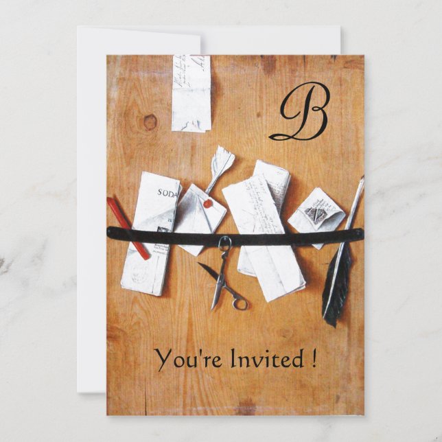 Invitation TITULAIRE DE LETTRE EN BOIS MONOGRAM rouge blanc n (Devant)