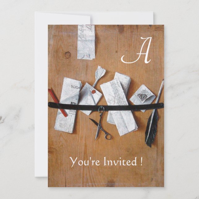Invitation TITULAIRE DE LETTRE EN BOIS MONOGRAM rouge blanc n (Devant)