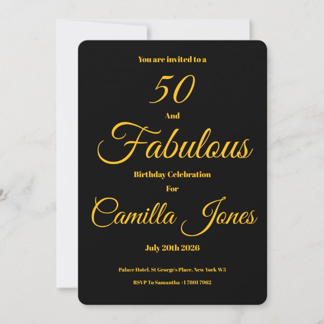 Invitation to a 50th Birthday Party (Devant)