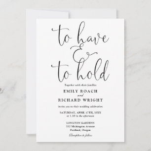 Invitation To Have And To Hold Écriture Mariage Noir Et Blanc
