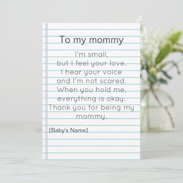 Invitation To My Mommy for First Mother's day personalized  (Debout devant)