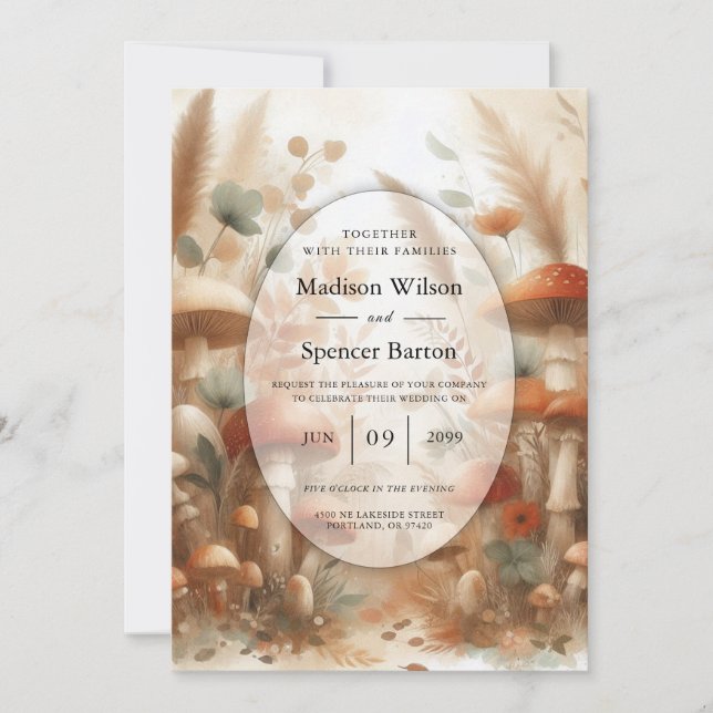 Invitation Toadstool en terre cuite Mariage magique (Devant)