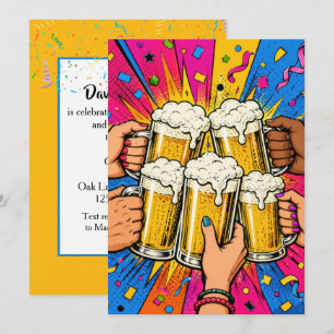 Invitation Toast à la bière pour une fête d'anniversaire en p