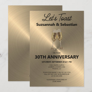 Invitation Toast à la flûte à champagne sur métallisé faux