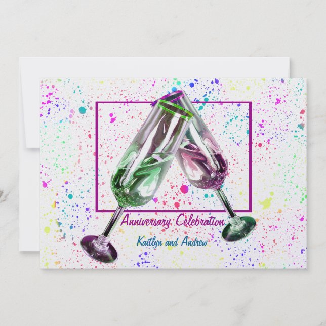 Invitation Toast au champagne/ Fête d'anniversaire (Devant)