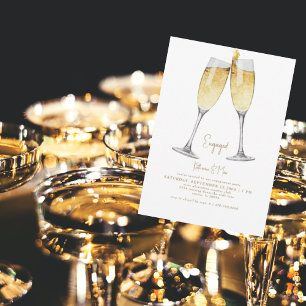 Invitation Toast au champagne Texte Or Engagement Party