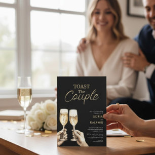 Invitation Toast au Couple Or Script Fiançailles