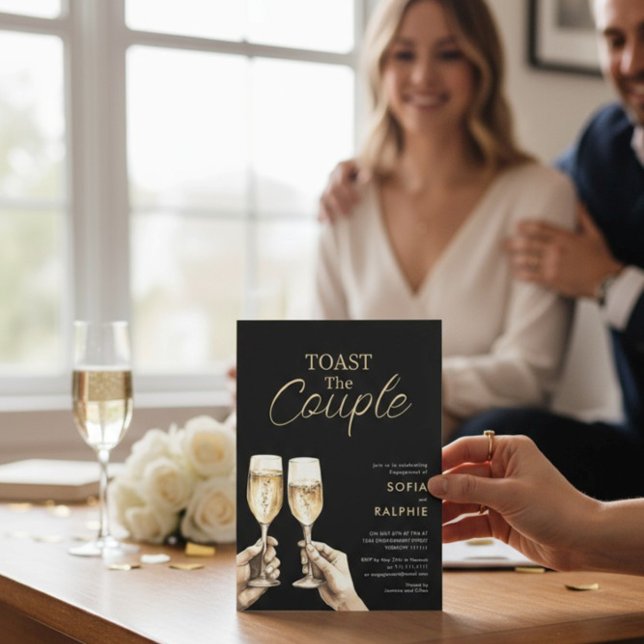 Invitation Toast au Couple Or Script Fiançailles (Créateur téléchargé)