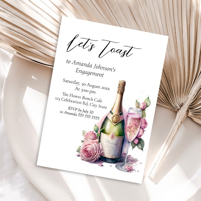 Invitation Toast Champagne Fête des mariées Florale (Créateur téléchargé)