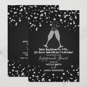 Invitation Toast de Champagne de Diamants Célébration de Fian