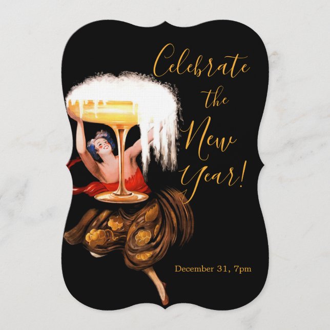 Invitation Toast de Champagne Nouvel An (Devant)