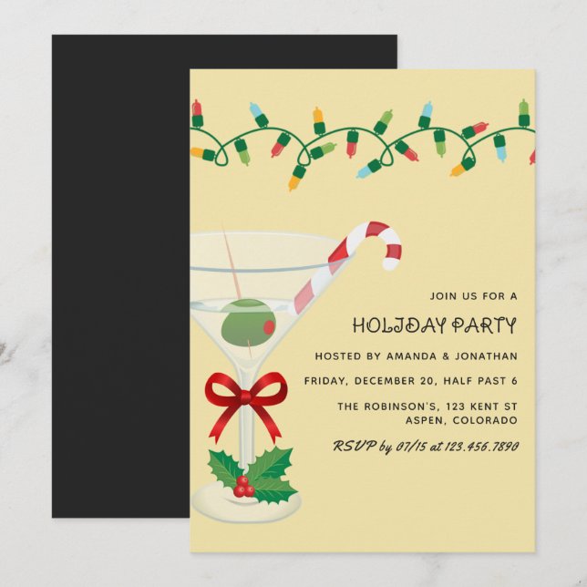 Invitation Toast de Champagne pour la fête de Noël (Devant / Derrière)