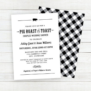 Invitation Toast de porc et toast Couples Mariage noir douche