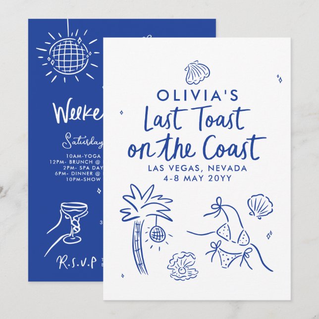 Invitation Toast de toast à la main de Whimsical sur la côte (Devant / Derrière)