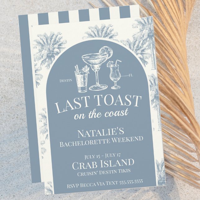 Invitation Toast Dernier Bleu Sur La Côte Bachelorette Côtièr (Créateur téléchargé)