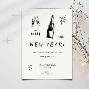 Invitation Toast Moderne à la Nouvelle Année 2026 Typo Gras