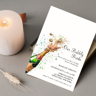 Invitation Toast Pink Champagne Bouteille Douche nuptiale