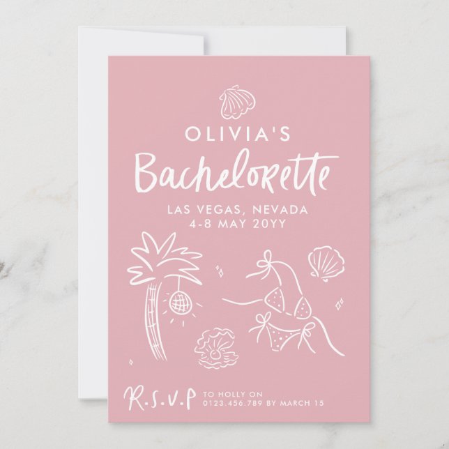 Invitation Toast toast à la main de Whimsical sur la côte inv (Devant)