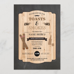 Invitation Toasts & Smokes Cigar fête d'anniversaire 40e Invi