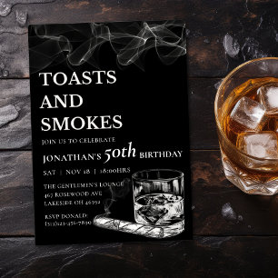 Invitation Toasts & Smokes Whisky Cigare Pur Hommes Anniversa