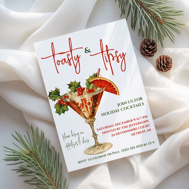 Invitation Toasty & Tipsy, Martini, Cocktail de fête (Créateur téléchargé)