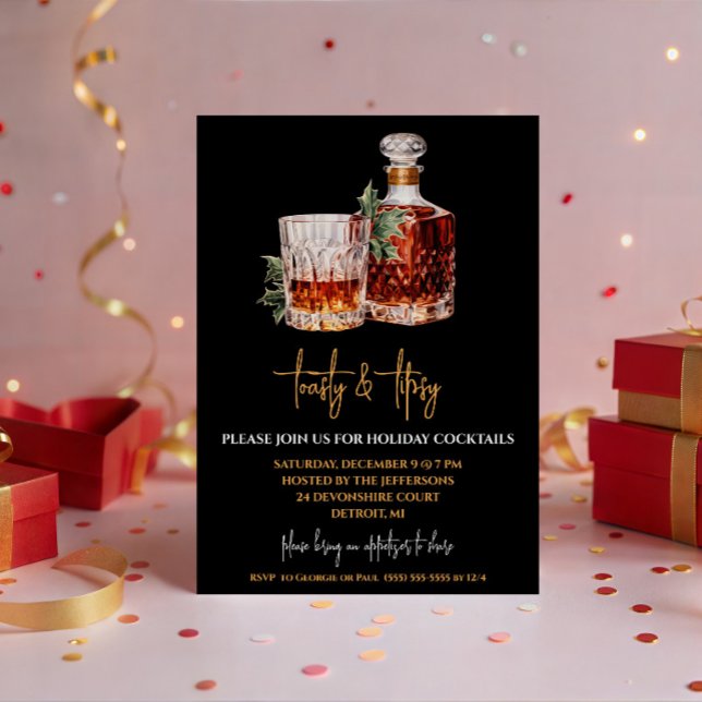 Invitation Toasty & Tipsy, Scotch, Fête de Noël Cocktail (Créateur téléchargé)