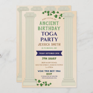 Invitation Toga fête Anniversaire Roman Ivy Scroll Ancien