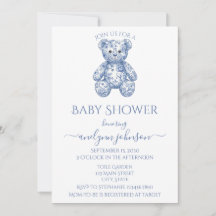 Toile bleu Teddy Bear Baby shower garçon