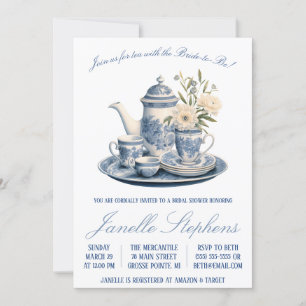 Invitation Toile bleue Chine Victorian Tea Party Fête des mar