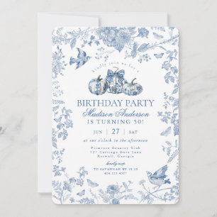 Invitation Toile Bleue Citrouille French Fall Anniversaire
