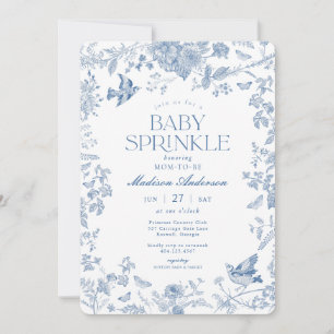 Invitation Toile Bleue De Jouy French Floral Bébé Sprinkel