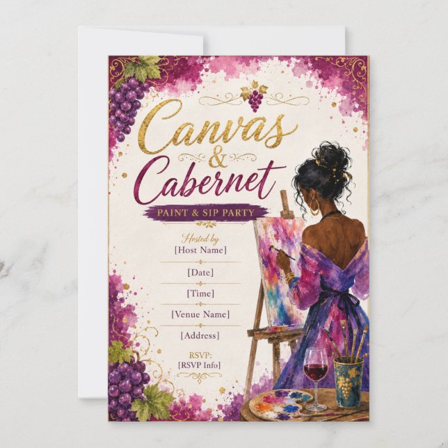 Invitation Toile & Cabernet Peinture et Soirée Dégustation |  (Devant)