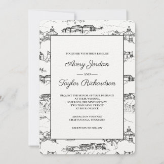 Invitation Toile Chattanooga noir et blanc