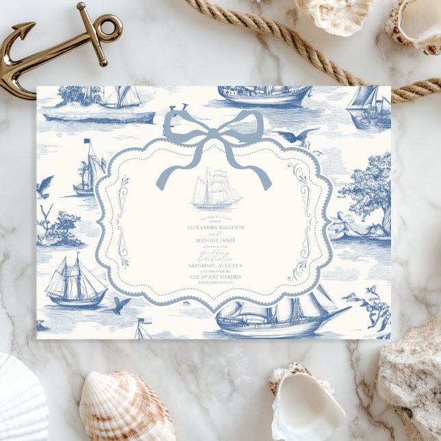 Invitation Toile Chic Mariage de mâchoire nautique (Créateur téléchargé)