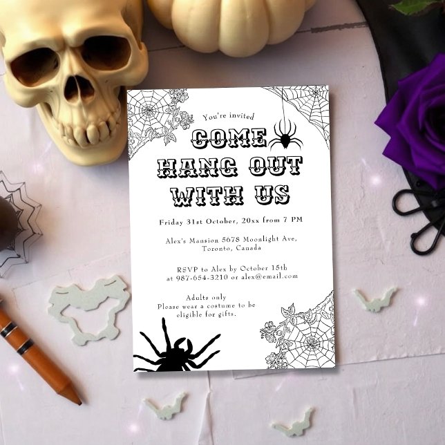 Invitation Toile d'araignée effrayante moderne Halloween noir (Créateur téléchargé)