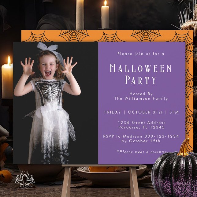 Invitation Toile d'araignée Halloween Moderne Simple Photo  (Créateur téléchargé)