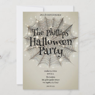 Invitation Toile d'araignée scintillante Fête d'Halloween fan