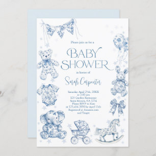 Invitation Toile De Jouy Baby shower Boy