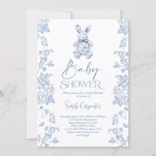 Invitation Toile De Jouy Bunny Baby shower Garçon