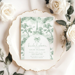 Invitation Toile de Jouy Douche nuptiale Sage French Bow Pari