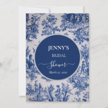 Toile de Jouy Fête des mariées bleue et blanche