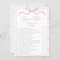 Toile De Jouy Mommy ou Daddy jeu de Baby shower