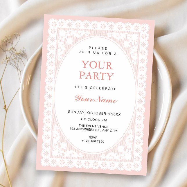Invitation Toile de Jouy rose vintage (Créateur téléchargé)