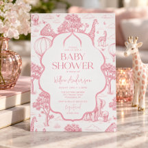 Toile De Jouy Safari Rose Fille Baby Shower