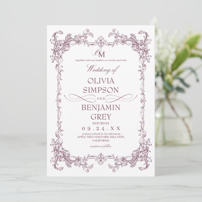 Invitation Toile De Joy Mariage au Plum  (Debout devant)