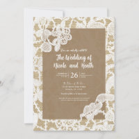 Toile de jute et dentelle florale blanche Mariage 