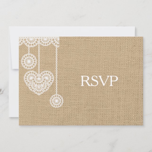 Invitation Toile de jute et dentelle RSVP (Devant)
